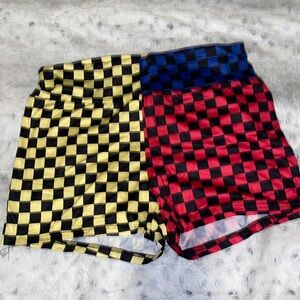 Checkered biker shorts